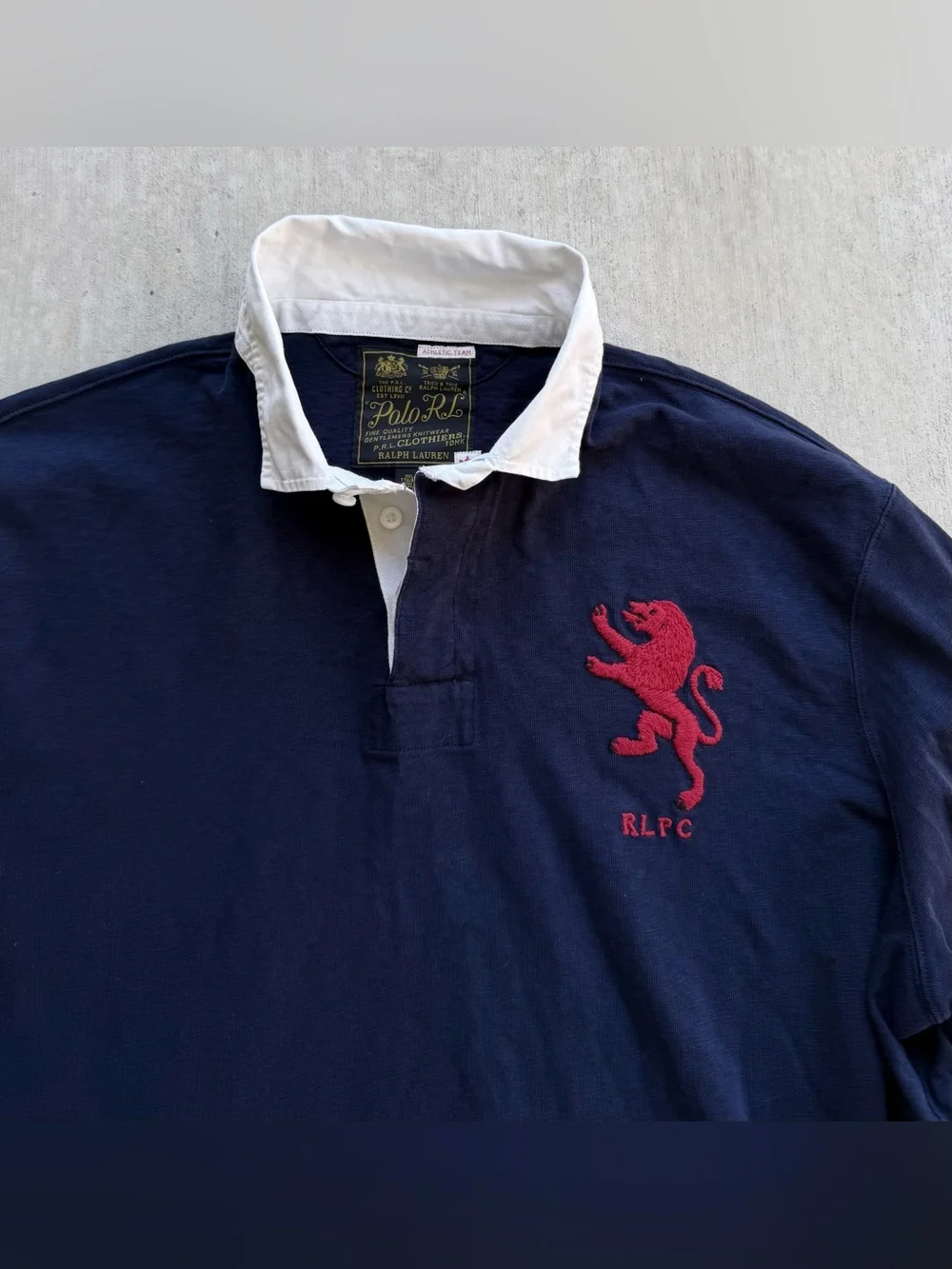 Polo Ralph Lauren Rugby Shirt Long Sleeve RLPC Lion Crest Navy Size 2XL